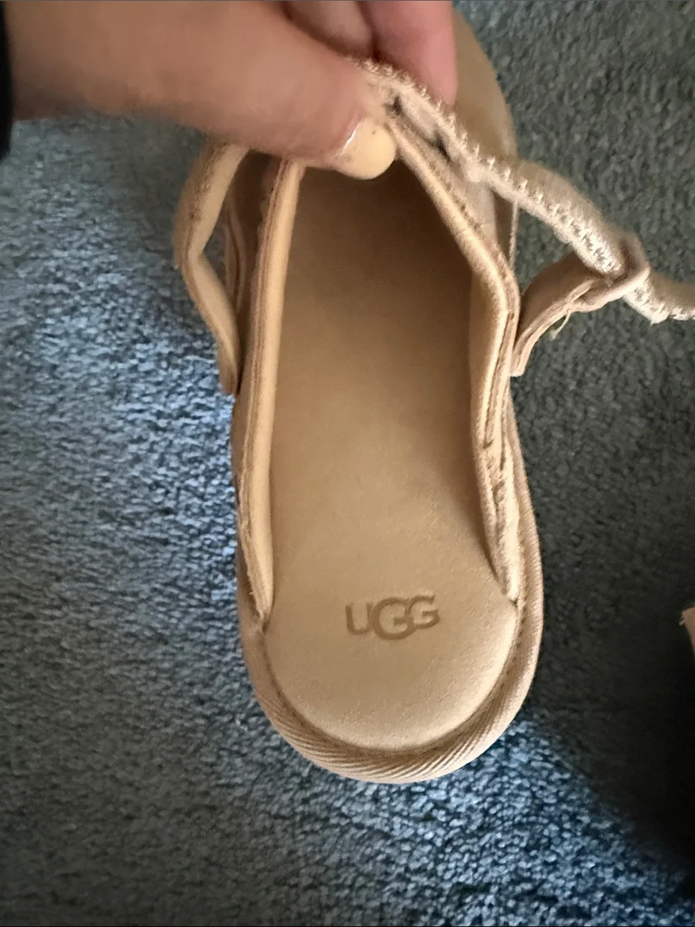 UGG Kids Beige Suede Slip-On Clog with Strap